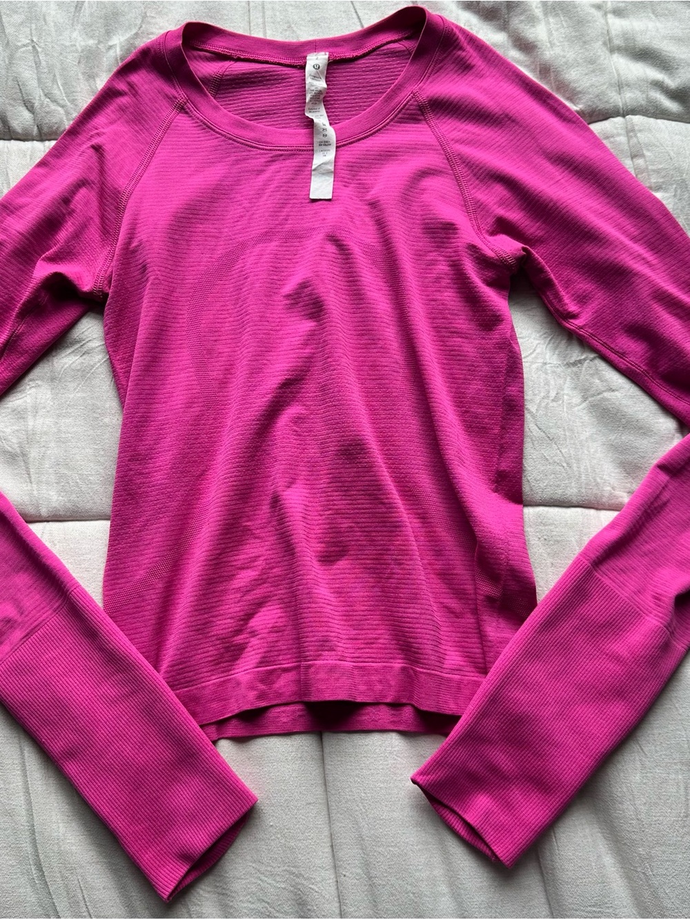 lululemon athletica Ribbed Long Sleeve Top in Bright Magenta